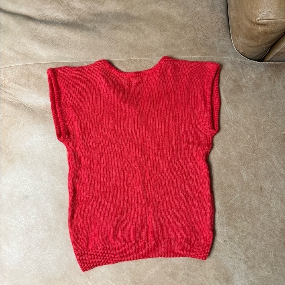 Vintage Women’s Red Sweater Vest Knitted Retro Size Small - Picture 4 of 4
